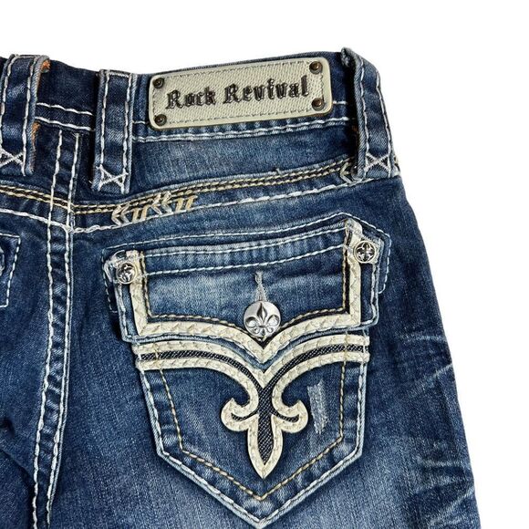 Rock Revival Libbie Cuffed Denim Double Stitching Shorts - Picture 3 of 7